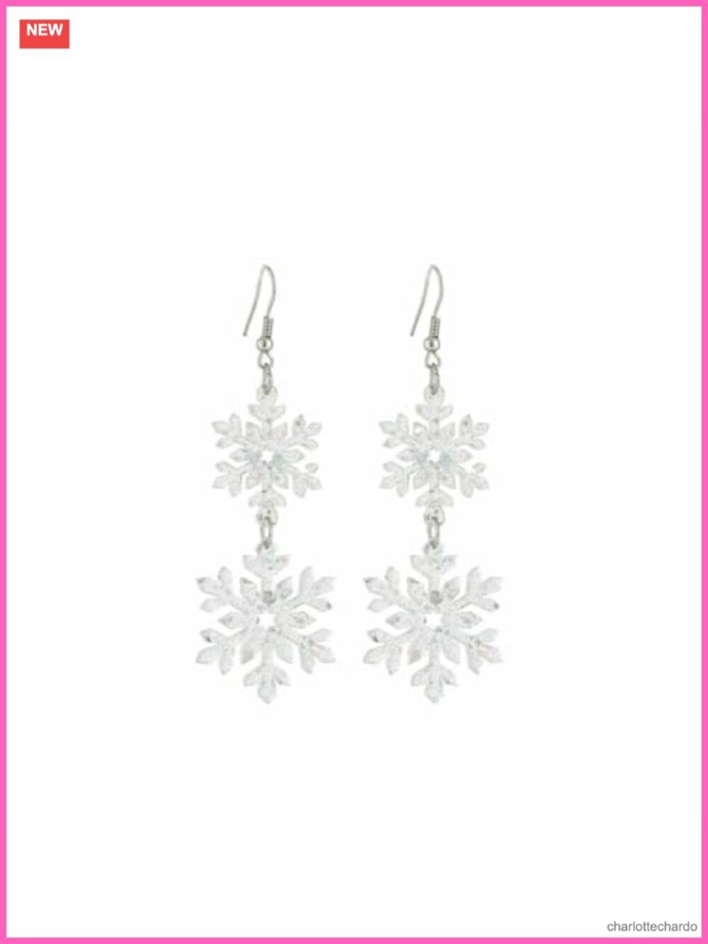 Acrylic Double Layer Snowflake Dangle Earrings Christmas Holiday Party Jewelry
